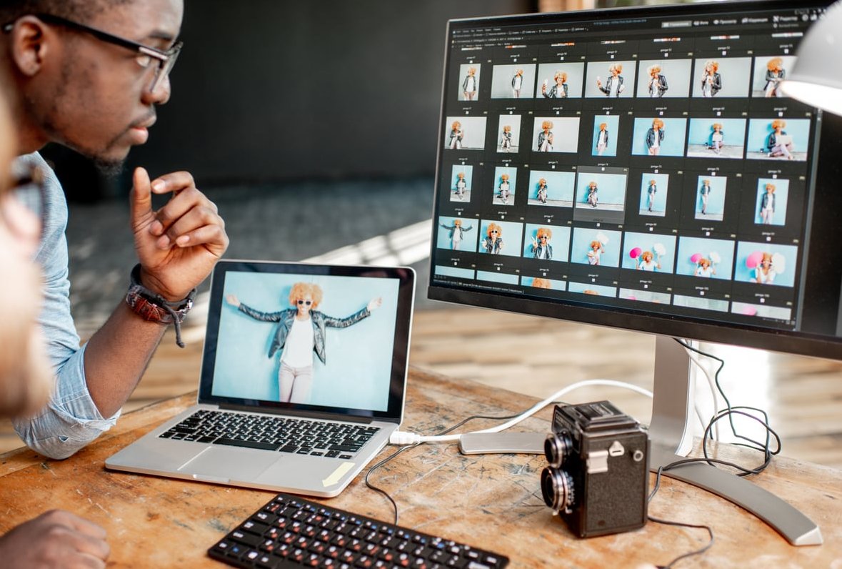 laptop with photos